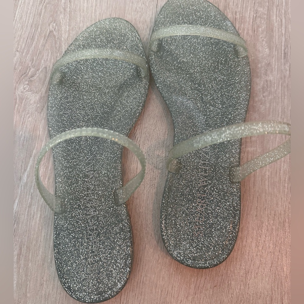 Stewart Weitzman glitter flat sandals in size 7